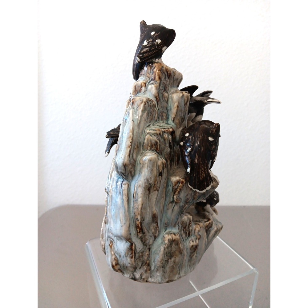 VTG‎ Birds Ceramic Figurine Dead Tree + 6 Black Birds Crows Drip Pottery Haunted - Picture 5 of 16